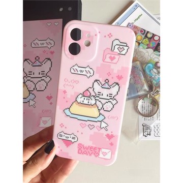 像素風imd手繪日系蛋糕y2k可愛原創小貓全包手機殼適用蘋果17 16 15plus14pro max1311 12iphone