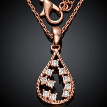 現貨+預購 玫瑰金項鍊純銀鑲鑽吊墜-典雅低調水滴母親節生日情人節禮物女飾品3色73br123【獨家進口】【米蘭精品】