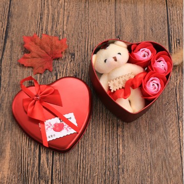 送你愛心小熊【花花市集】花花市集 心形香皂花小熊禮盒 玫瑰花小熊禮盒 香皂花玫瑰花 情人節花禮物 - 不挑色款出貨