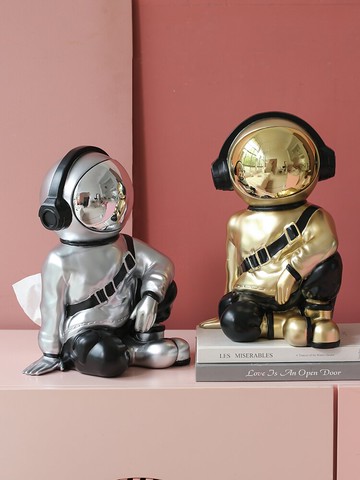 輕奢創意太空人紙巾盒擺件家用客廳茶幾抽紙盒餐巾紙高級感宇航員