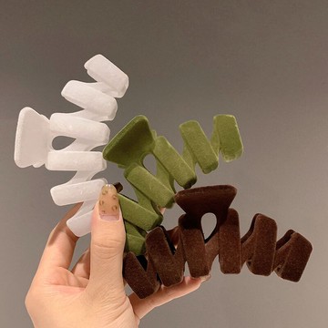 秋冬復古植絨抓夾女網紅新款氣質簡約后腦勺盤發鯊魚夾子頭飾