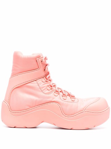 Bottega Veneta - Puddle lace-up boots - women - Rubber/Fabric/Fabric - 39 - Pink