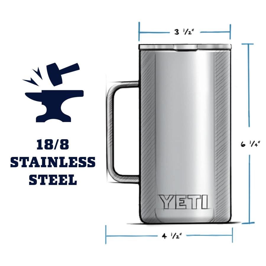 YETI Rambler 24オンス マグカップ マグスライダー蓋付き 真空断熱 ステンレス製、シャルトリューズ