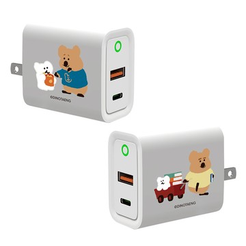【正版授權】DINOTAENG校園-零食分享USB3.0+PD20W雙孔充電器