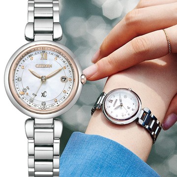 CITIZEN xC 心蕊．輕奢限定款鈦金屬光動能電波錶 女錶 聖誕節 禮物-29mm ES9466-65W