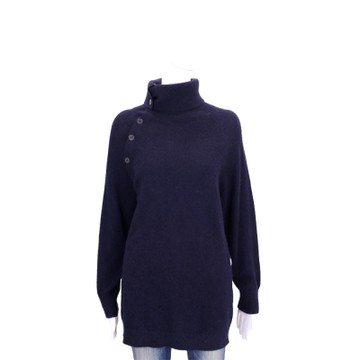 Max Mara 深藍色高領排釦設計長版上衣
