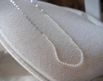 極細天然淡水小珍珠義大利心心短項鏈 Choker- 銀