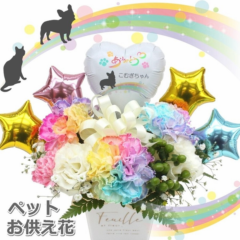 生花 名入れが出来る ペットお供え花 贈り物 レインボーカーネーション お供え 愛犬 命日 仏花 四十九日 初盆 お盆 法事 供養 法要 アレンジメント 通販 Lineポイント最大0 5 Get Lineショッピング