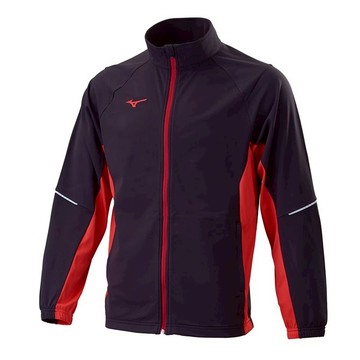 Mizuno 美津濃【授權經銷】男款【針織布面】針織外套 立領 Slim FIT合身版型 黑紅 32TCC03109