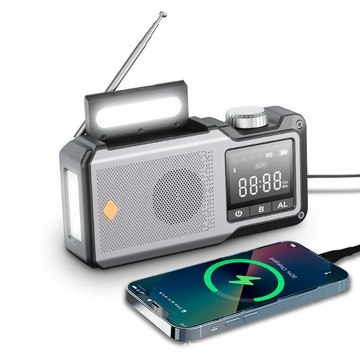 全新款 數字多功能應急手搖收音機 大容量帶手搖手電筒閱讀燈【北歐家居生活】