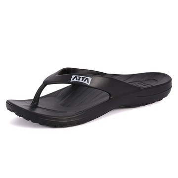 【ATTA】足底均壓 足弓簡約夾腳拖鞋-黑色