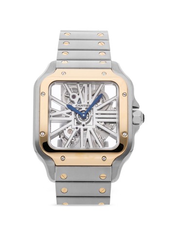 Cartier - 2023 pre-owned Santos 39mm - unisex - stainless steel/18kt Yellow Gold - One Size - Silver
