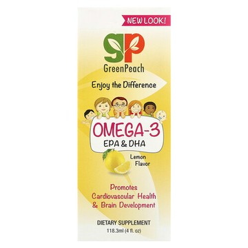 GreenPeach, Omega-3 EPA 和 DHA，檸檬味，4 液量盎司（118.3 毫升）
