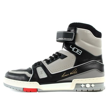 LOUIS VUITTON(路易威登)19S/S Virgil Abloh高ｃｕｔ皮革運動鞋(LV Trainer CL1118)意大利製造黑色×灰色8