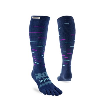 INJINJI SNOW THERMOLITE保暖五趾高筒襪(暮藍)-COOLMAX 保暖 高筒五趾襪-NAA0157