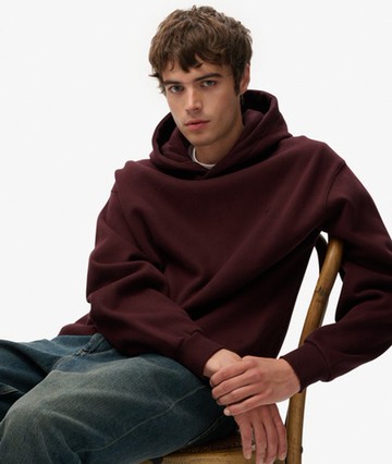 Superdry Men's Blank Oversized Hoodie Red Size: M