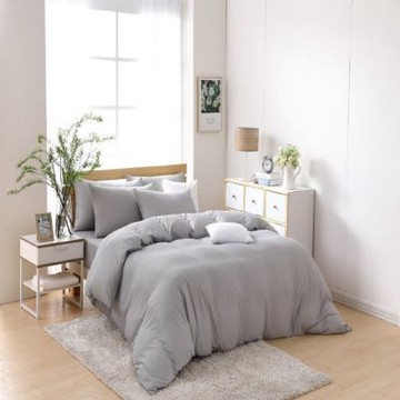 LAMINA涼感針織條紋單人被套-灰