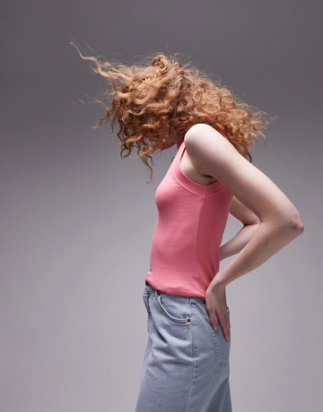 Topshop slim vest in pink