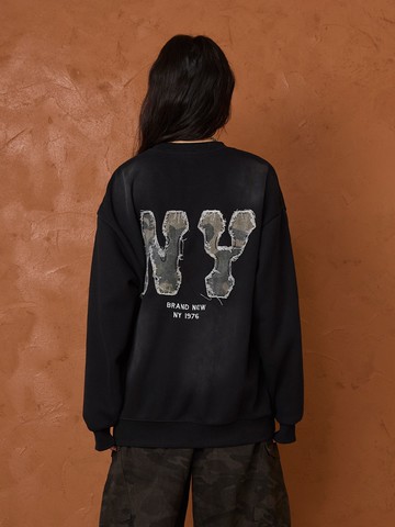 美式NY迷彩貼布加絨大學T