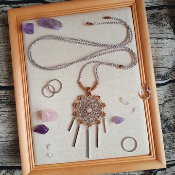 N029-手工編織曼陀羅能量水晶項鍊 月光石 民族風