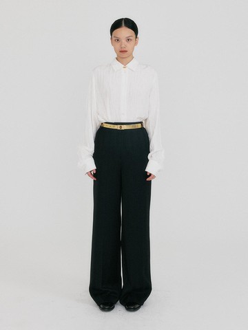ZILVINE Pintuck Straight Pants - Black