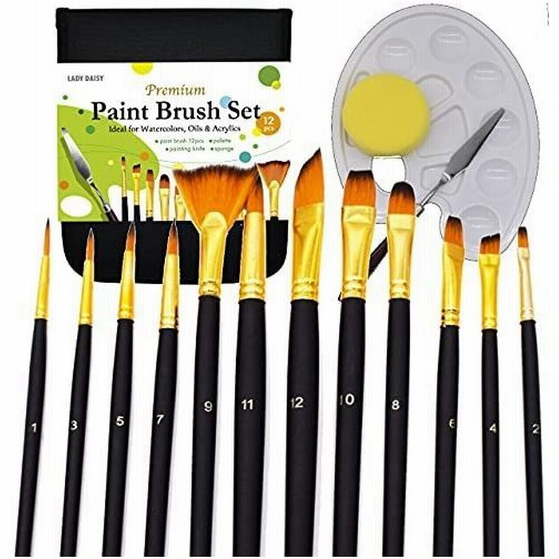 Lady Daisy 画材筆 アクリル筆 水彩筆 画筆 油絵筆 12本 パレットナイフ スポンジ付きセット 収納ケース付き 通販 Lineポイント最大0 5 Get Lineショッピング