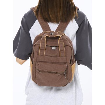 新款復古百搭簡約森系水洗帆布雙肩包女學生文藝休閑通勤小書包
