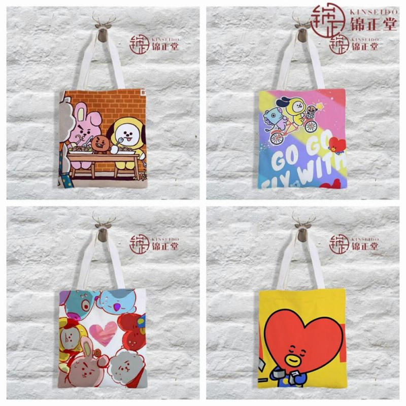 BTS(防弾少年団) 日常用/ BT21 韓流グッズ 応援 トートバッグ 帆布