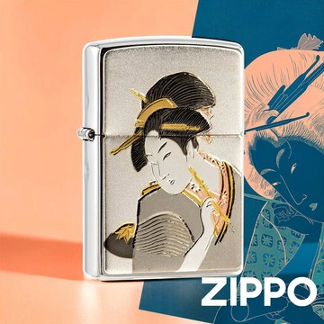 [隔日到貨] ZIPPO 亞洲限定防風打火機 日本傳統風格-浮世繪 ZA-5-26A 髮絲紋 美國製 煤油打火機