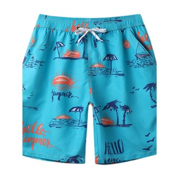 沙灘褲男女夏季寬松短褲可下水海邊度假情侶款印花五分溫泉褲