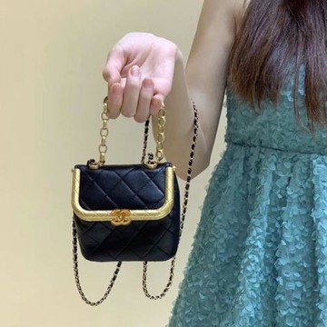 真皮包包女2023春季新款夾子小盒子包小香風菱格鏈條單肩斜挎女包