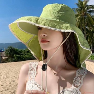 桃園出貨🍂2026夏季新款拼色披肩帽加寬帽檐護頸防曬英倫風時尚農用遮陽帽