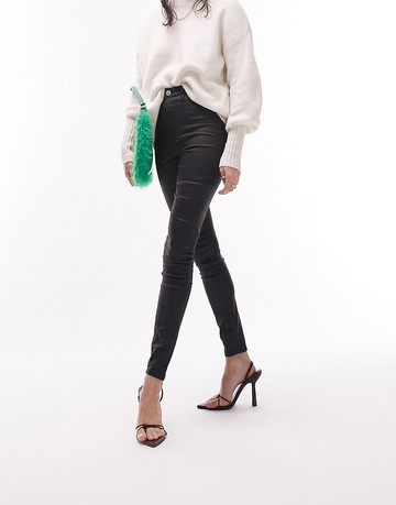 Topshop Joni jeans in coated black
