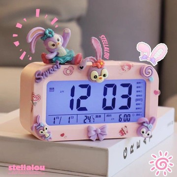 臺灣-出貨🔥星黛露可充電電子小鬧鐘 兒童女孩可愛桌面時鐘 靜音學生專用檯鐘