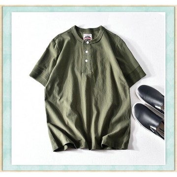 【現時下殺】大A正品！亨利衫 亨利領經典款 短袖T恤男 夏季新款T恤男 日系復古潮流 純棉水洗磨毛 寬鬆大尺碼 男士短袖