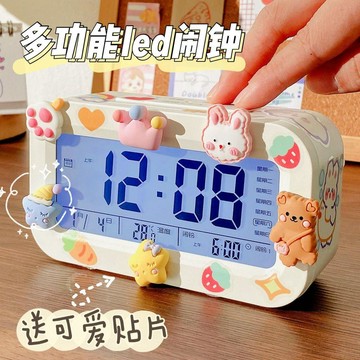 【臺灣-出貨】ins日系簡約時尚創意靜音電子學生鍾我是牀頭鬧鐘時鐘小智能時鐘06C3