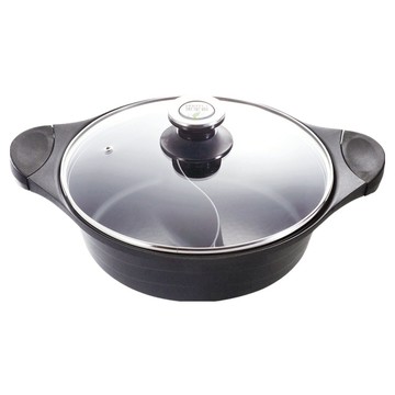 PERFECT 日式黑金鋼鴛鴦鍋 附蓋  30cm  黑色  1個