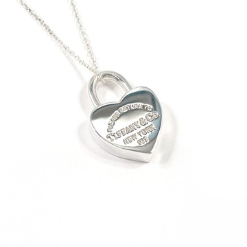 【日本直送 中古美品】Tiffany & Co. 項鍊 Heart Lock Return to 系列 南京錠 鎖頭 925 銀 已完成新品拋光處理
