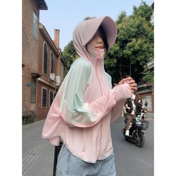 防曬衣女2024新款夏季防紫外線透氣騎電動車防曬服冰絲防曬罩衫薄