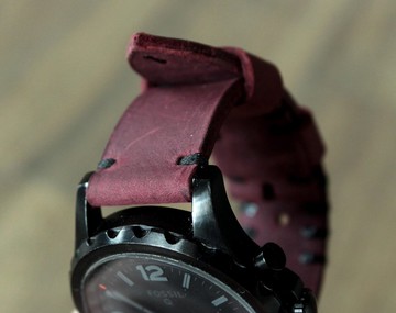 真皮表带紫色黑色男士皮革表带腕带