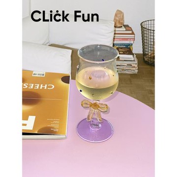 clickfun糖豆多多蝴蝶結高腳杯子 可愛創意玻璃酒杯女生禮物ins