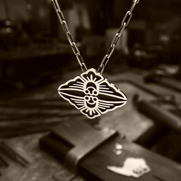 [麻雀] 只有一件男士可愛吊墜項鍊/日本圖案覆蓋銀雜誌刊物