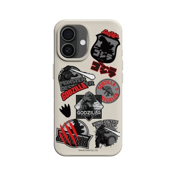 iPhone 16 SolidX 貝殼灰 - 哥吉拉 Godzilla - 經典黑紅怪獸圖鑑