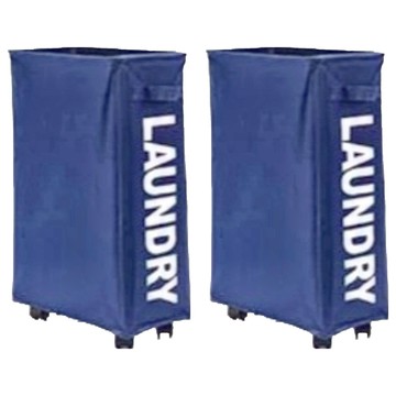 縫隙置物滑輪折疊收納籃  58 x 18.5 x 39cm  藏青色/藍色/米白色/紫色-顏色隨機  2個