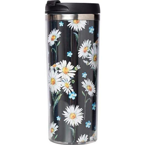 Daisy Travel Coffee Mug Double Wall Vacuum Insulated Tumbler Cup with Splas