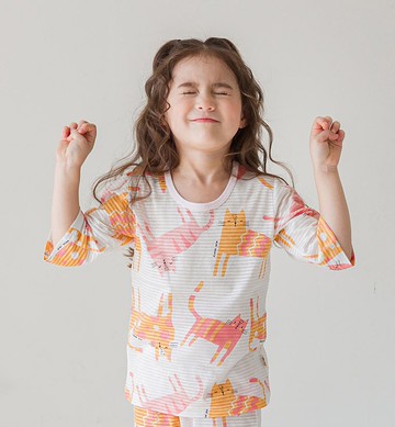 貓咪喵喵派對-輕透空氣衣七分袖韓國童裝-K16807