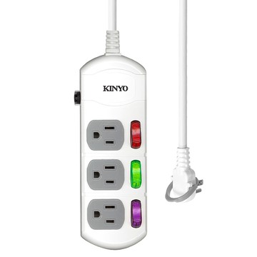 Kinyo 3開3插延長線 3孔  1.8m  白色  1個