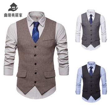 2025新款男士人字呢馬甲男時尚大碼單排扣 西裝 馬夾外套男 背心Q9/15