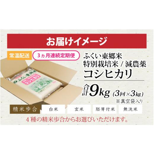 ふるさと納税 福井県 福井市 令和5年産 ふくい東郷米 特別栽培米 減農薬コシヒカリ 3kg×3ヶ月 合計9kg[B-020009_01]