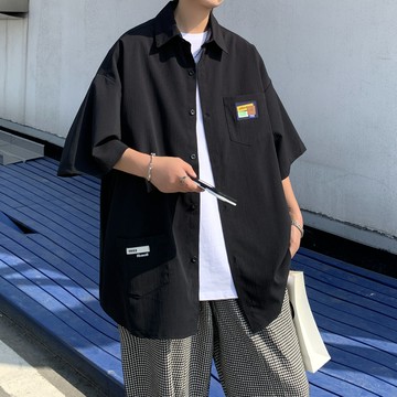 襯衫 男士設計感大碼短袖襯衣 夏季港風寬松百搭外套【不二雜貨】
